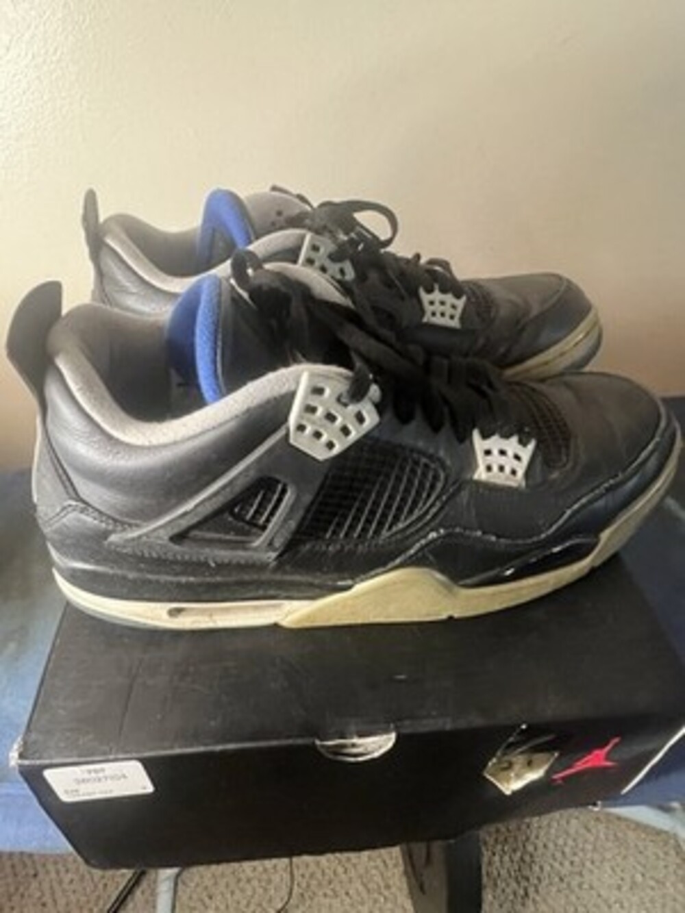 Men's Nike Air Jordan Retro 4 'Motorsport Alternate' 308497-006 Black Blue Sz 12